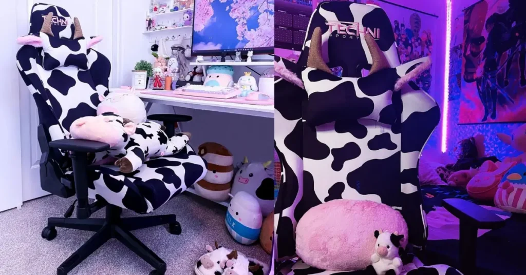 Cow Gaming Chairs in two rooms