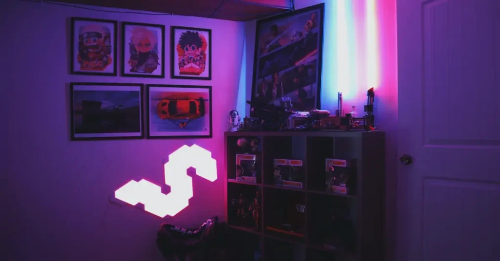 decorables in a small bedroom gaming room